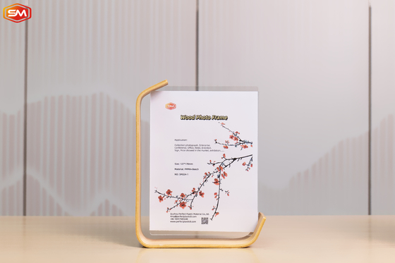 kopen Dubbelzijdig helder 6 Inch 7 Inch 8 Inch L-vorm Acrylisch Foto Frame met houten basis OEM online manufacture