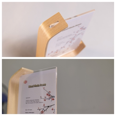 kopen Kwaliteit Handgemaakt 4x6 5x7 6x8 L-vorm Acryl Foto Frame met houten basis online vervaardiging