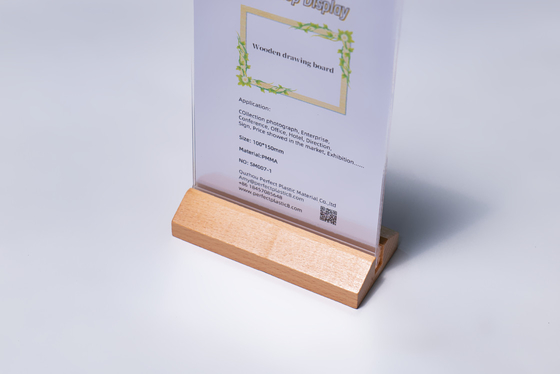 kopen T-vormige driehoekige houten basis Acryl blok fotoraam Acryl fotohouders online manufacture