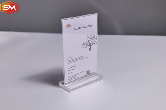 Op maat gemaakt A4 A5 A6 Helder horizontaal T-vormig Acryl bordhouder Display Stand Desk Label