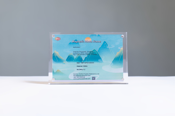 Sterk kristalhelder vierkant beeld magnetisch acryl fotoraam voor thuisbureau