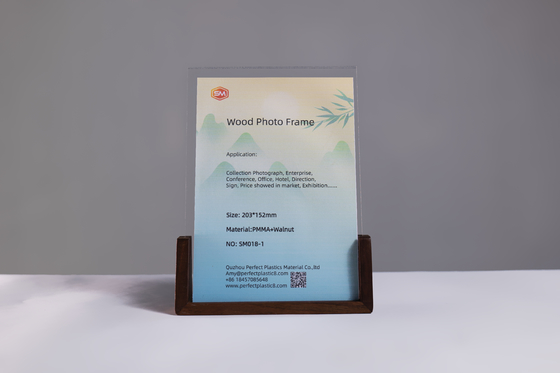 Gelijk kleur beek fotoramma Bureaublad U-vormig A5 acryl fotoramma met houten basis