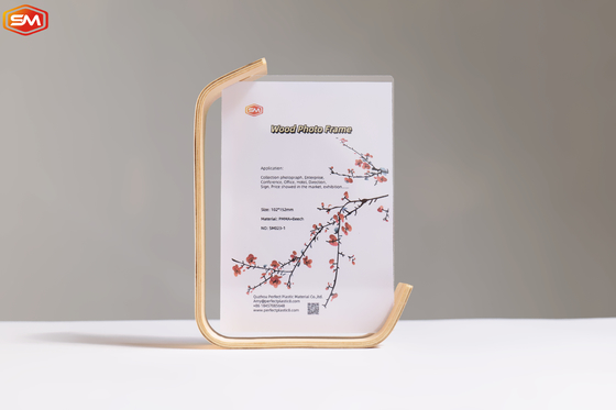 Decoratief tafelbeeld Acryl foto frame met houten basis 6 inch 7 inch 8 inch