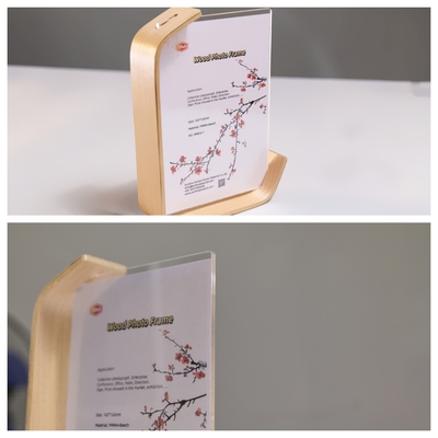 Gepersonaliseerde plaatposter L-vorm Acryl fotokader met houten ondergrond