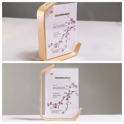 Display Duidelijke tafel Kaart L-vorm Acryl foto frame met houten basis
