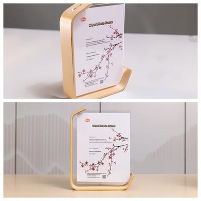 Populair multifunctioneel L-vormig acryl fotoramma met houten basis