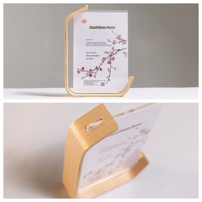 Nieuw product Duidelijk L-vormig acryl fotoraam met houten reclameposter