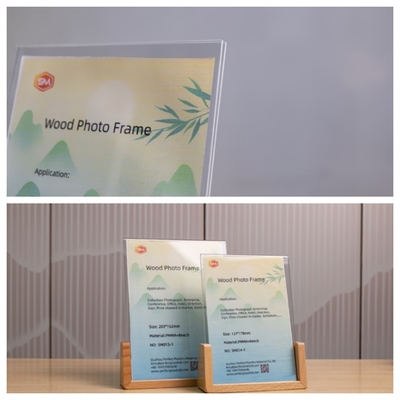 Acryl fotoraam met houten basis voor tafelbeeldscherm