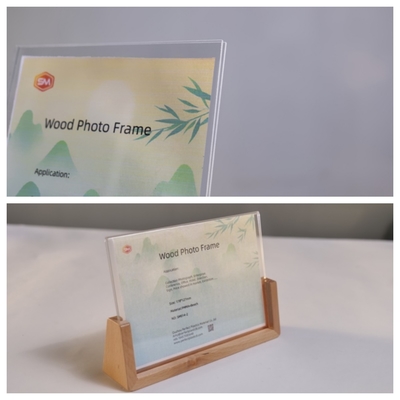 Kristalhelder verticaal fotoraam met vaste houten basis