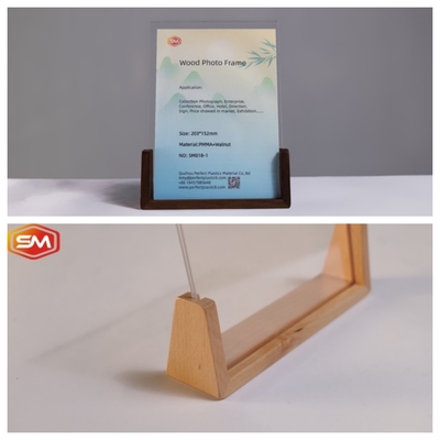 A4 helder bureaublad helder acryl foto frame met houten basis