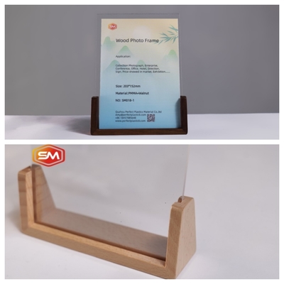 Acryl fotoraam met houten basis voor cadeau 6x8