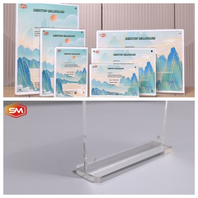 Snel verzenden Ronde hoek A4 papier Menu T-vorm Acryl bordhouder met aangepaste maat